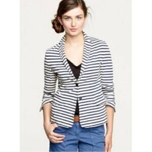 J CREW Nautical Maritime Stripe Cream/Navy Blazer